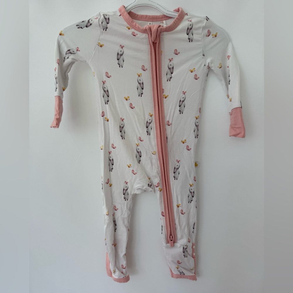Posh Peanut Pink and White Footies One Piece Pajamas